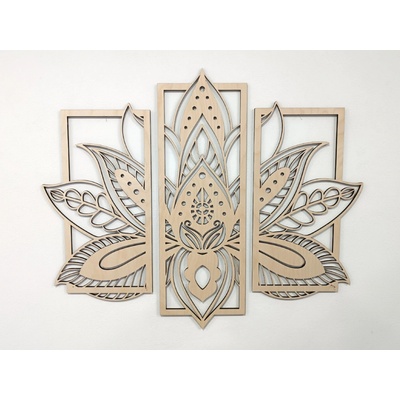 MAJADESIGN Dřevěný TROJ obraz - MANDALA BLOOM Rozměr obrazu: šířka 118 x výška 100 cm