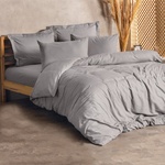 TopMebel Памучен комплект калъфи за завивка Plaid 4 части Двоен 200x220 сив цвят