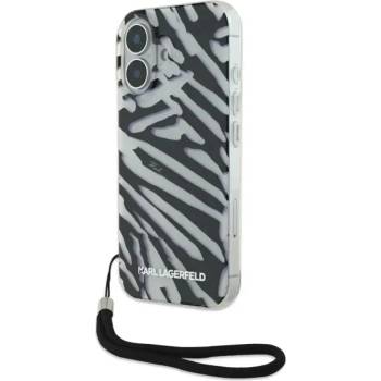 KARL LAGERFELD Калъф Karl Lagerfeld IML Zebra Pattern & Cord iPhone 16 - черен (3666339320287)