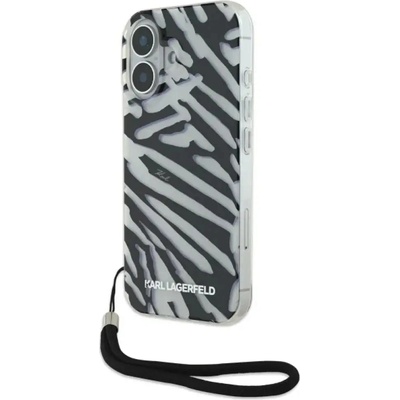 KARL LAGERFELD Калъф Karl Lagerfeld IML Zebra Pattern & Cord iPhone 16 - черен (3666339320287)