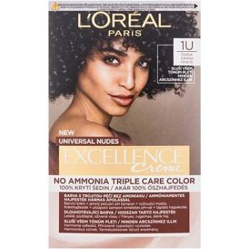 L'Oréal Paris Excellence Creme Triple Protection No Ammonia barva na vlasy na barvené vlasy na všechny typy vlasů 1U Black 48 ml