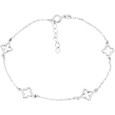 Gemmax Jewelry Jemný náramek Čtyřlístky z bílého zlata GLBWN-20-02976