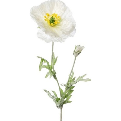 Umělá květina máku výška 58 cm Gasper - bílá