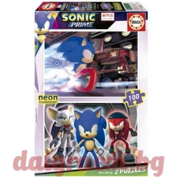 Image 1 of Educa Неонов пъзел educa 19629 - 2 х 100 части - Соник (edu19629)