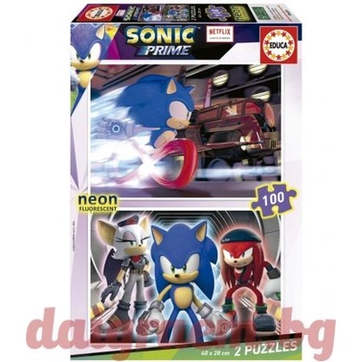 Educa Неонов пъзел educa 19629 - 2 х 100 части - Соник (edu19629)