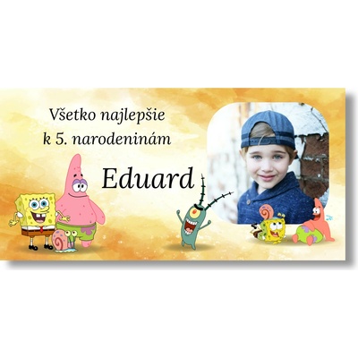 Personal Narodeninový banner s fotkou - Spongebob Rozmer banner: 130 x 65 cm