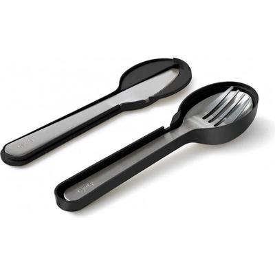 Lekue Комплект прибори за хранене Lekue On The Go 1010238, 4 части, Калъф за съхранение, -20°C / +100°C, Неръждаема стомана, Черен (1010238)