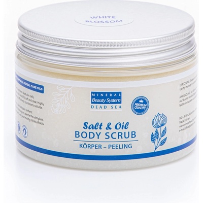 Mineral Beauty System telový peeling s obsahom soli a oleja Biely kvet 300 g