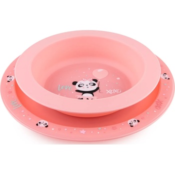 Canpol babies Комплект за хранене Canpol - Exotic Animals, 2 части, розов (56/523_pin)