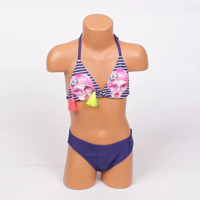 Детски бански в тъмносиньо с ефектна декорация