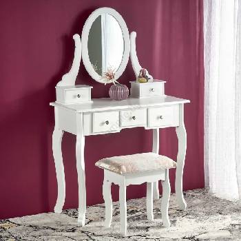 Halmar Маса за преобличане SARA 80x130 см + табуретка 45x37 cm бял (HA0155)