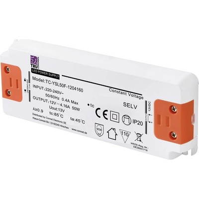 TRU COMPONENTS TC-YSL50F-1204160 napájecí zdroj pro LED konstantní napětí 50 W 4.16 A 12 V/DC schválení nábytku , přepět