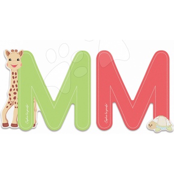 Janod drevené písmeno M Sophie The Giraffe zelené červené