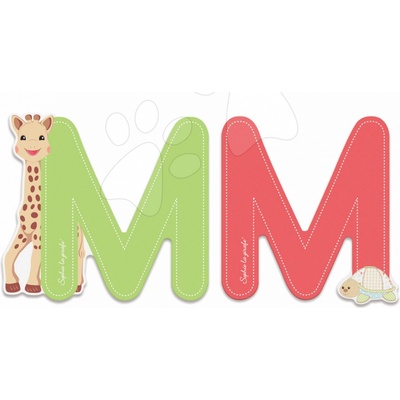Janod drevené písmeno M Sophie The Giraffe zelené červené