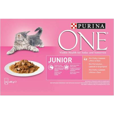 Purina ONE Junior kapsičky pre mačky losos 4×85 g