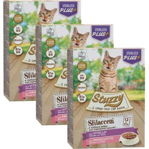 Stuzzy Cat Shreds MULTIPACK стерилизиран телешки и свински месо 3 x (12 x 85 г)