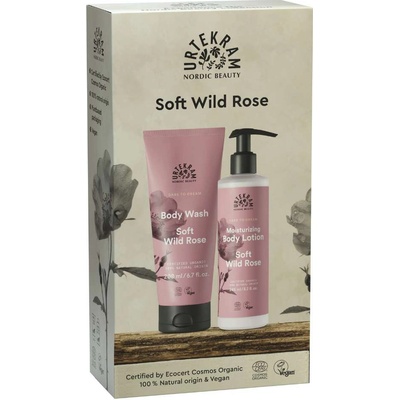 Urtekram Divoká růže sprchový gel 200 ml + tělové mléko 245 ml dárková sada