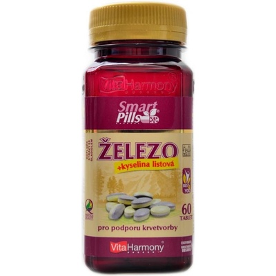 VitaHarmony Železo 20mg s kyselinou listovou a vitamínem C 60 tabliet