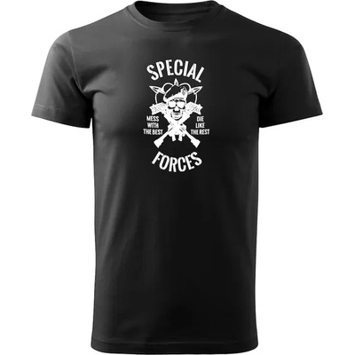 DRAGOWA Тениска с къс ръкав Special Forces, черна, 160 г/м2 (6461)