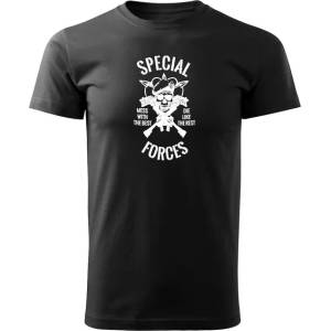 DRAGOWA Тениска с къс ръкав Special Forces, черна, 160 г/м2 (6461)
