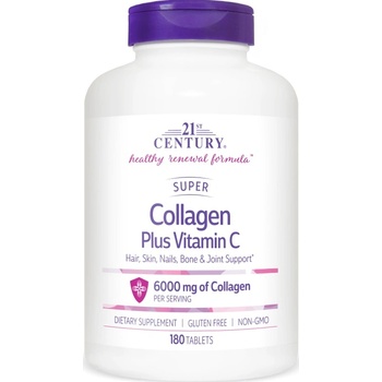 21st Century Super Collagen + Vitamin C, 180 таблетки, 21st Century (9214)