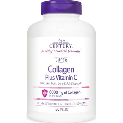 21st Century Super Collagen + Vitamin C, 180 таблетки, 21st Century (9214)