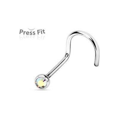 Šperky4U zahnutý piercing do nosu zirkon N1122AB-020