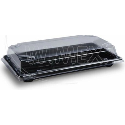 Wimex Miska na Sushi + viečko PP rPET čierna + priehľadné 240 x 147 x 45 m