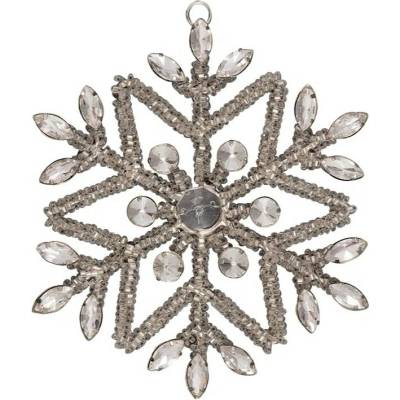 GREEN GATE Kovová vánoční ozdoba Snowflake Crystal Silver 12 cm, stříbrná barva, kov