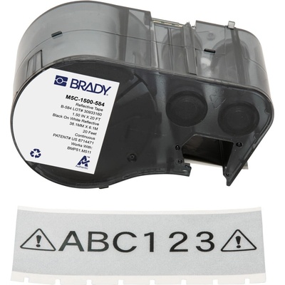 Brady M5C-1500-584 / 170937, 38.10 mm x 6.10 m, Пластмаса, черен печат / бял фон (170937)