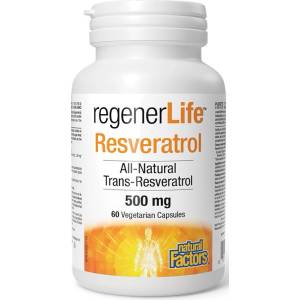 Natural Factors RegenerLife Resveratrol, 500 mg, 60 капсули, Natural Factors