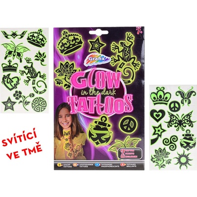Glow tetovanie svietiace v tme 2 listy 8 v papierovej karte