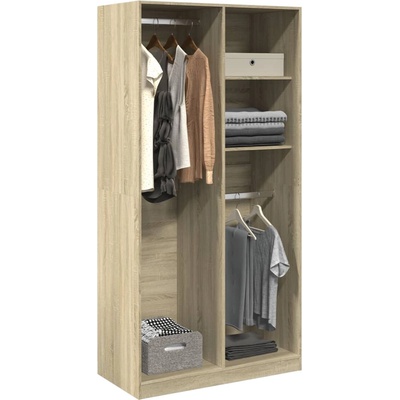 vidaXL Гардероб, дъб сонома, 100x50x200 см, инженерно дърво (3307767)