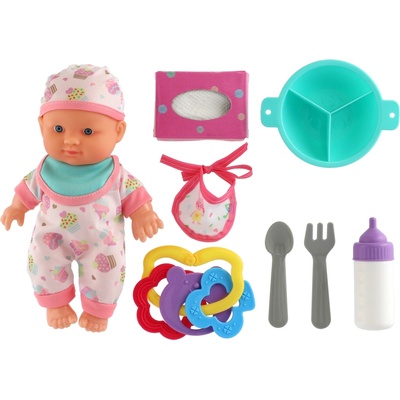 Teddies bábika miminko s lahví a bryndáčkem 36 cm