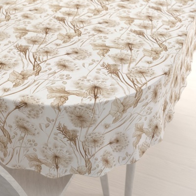 Biante bavlna oválný ubrus Sandra SA-518 Podzimní pampelišky na bílém 140x220cm