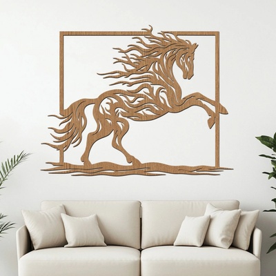 dřevo života Dřevěný obraz HORSE Rozměry (cm): 80x62, Zvolte barvu dekoru: Horský dub
