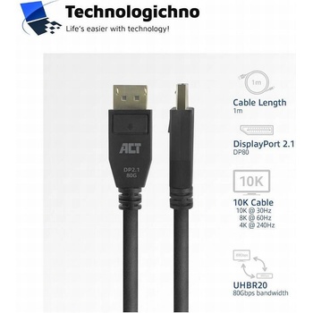 ACT Кабел ACT DP M - DP M 8K-60Hz 4K-240Hz 1m (EWENT-ACT-CAB-AK4081)