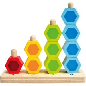 Hape Нанизващи цветни шестоъгълни форми (E0504)