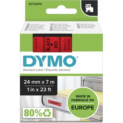 Dymo D1 53717, S0720970, 24mm x 7m čierna tlač / červený podklad, originálna páska