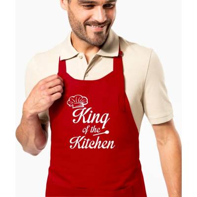 Kariban HobbyTriko Zástěra pro muže King of the Kitchen Červená