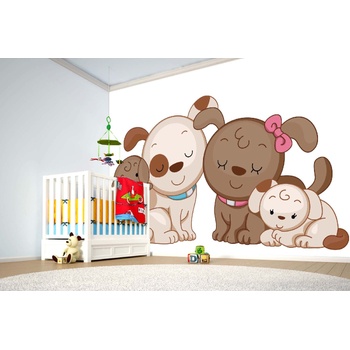 DIMEX ART s. r. o Самозалепваща се флизелинова фототапета семейство кучета 375 x 250 см