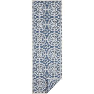 Hanse Home Синьо-кремав килим за открито , 80 x 350 cm Jardin - NORTHRUGS (104130-80x350)