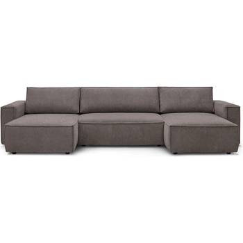 Bobochic Тъмносив велурен U-образен разтегателен диван Nihad - Bobochic Paris (102680)