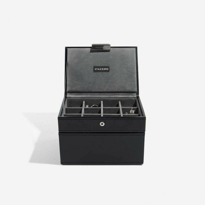 Stackers pánská šperkovnice 2v1 Black Cufflink & Watch Box černá 73187