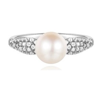 Silverino prsten se zirkony a perlou 7189