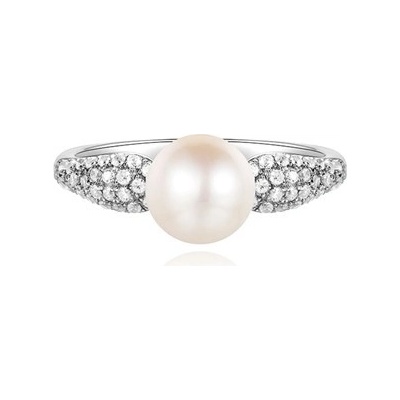 Silverino prsten se zirkony a perlou 7189