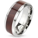 Šperky4U Ocelový prsten dekor dřevo OPR1499