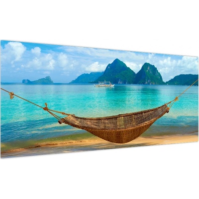 Obraz houpací sítě na pláži 3, jednodílný 100x40 cm – Zbozi.Blesk.cz