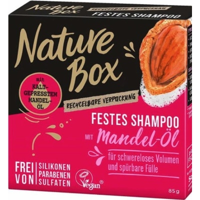 Nature Box tuhý šampón sa za studena lisovaným mandľovým olejom 85g