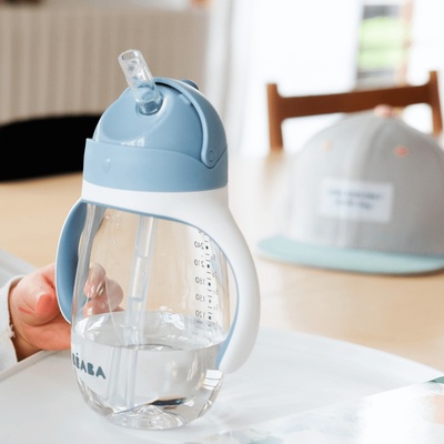 Beaba Láhev Bidon na učení pití Learning Cup 2in1 Windy Blue s brčkem modrá 300 ml